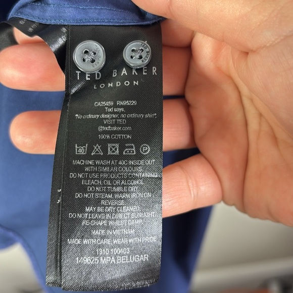 Ted Baker Endurance Purple Blue Print Long Sleeve Button Down Shirt Sz 16 34/35 - Picture 6 of 9